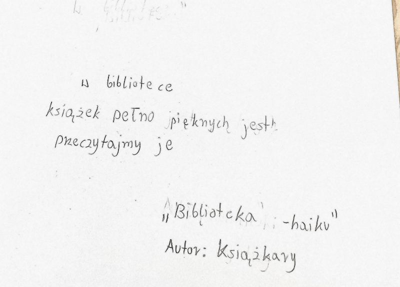 HAIKU  -  poezja chwili  zajęcia literacko – warsztatowe w bibliotece 