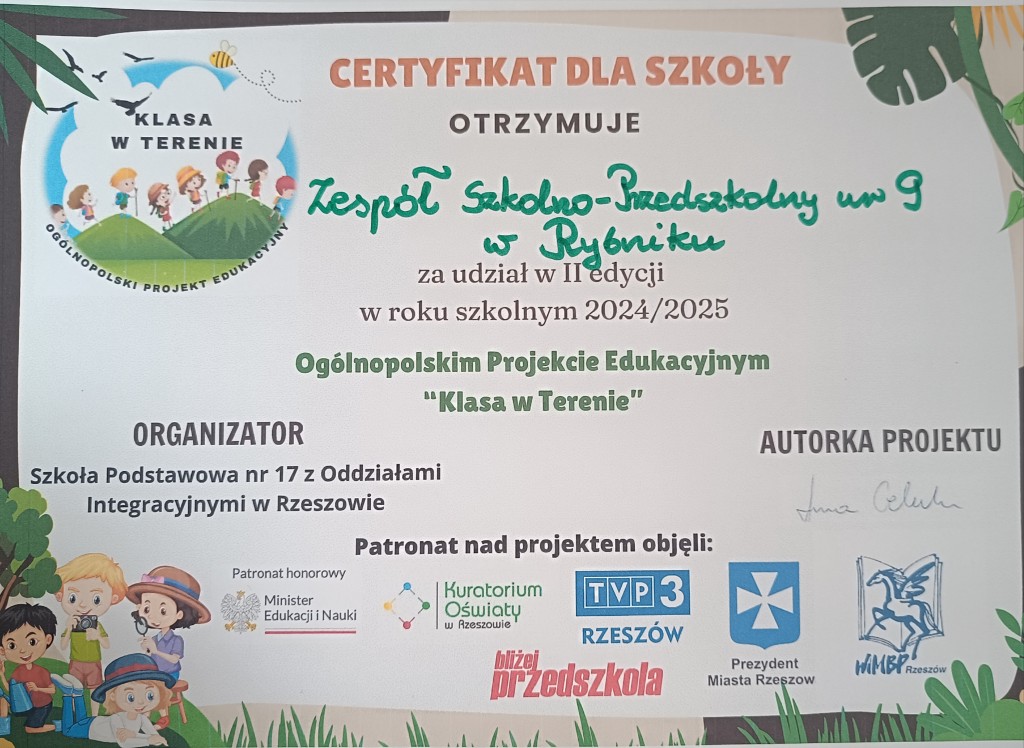 Ogólnopolski Projekt Edukacyjny “Klasa w terenie”