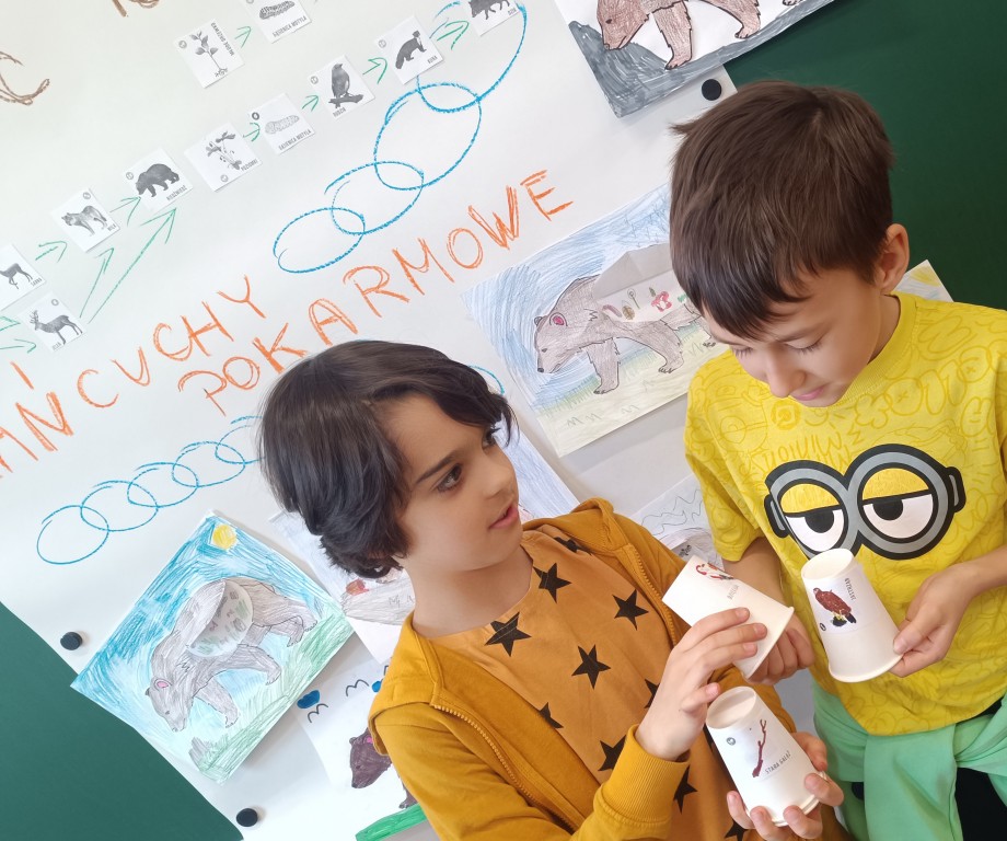 Klasa 2b poznaje sieć pokarmową zwierząt