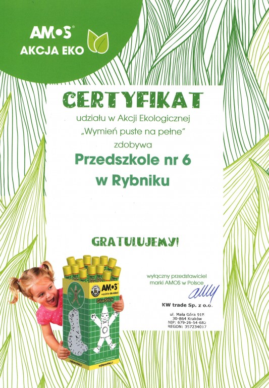 'WYMIEŃ PUSTE NA PEŁNE' - CERTYFIKAT