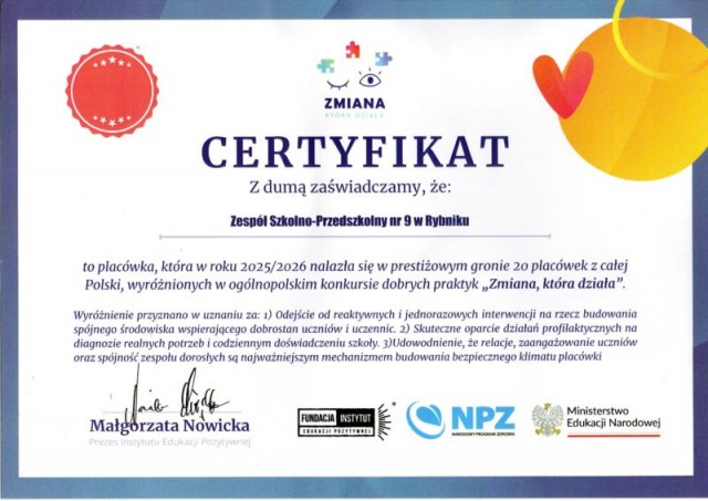 Certyfikat Zmiana 2026